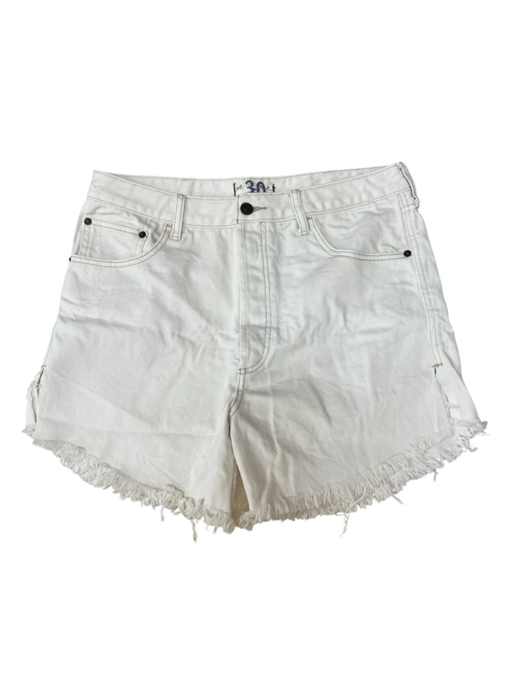 Free People We the Free Beige Button Fly Cut Off Jean Shorts Womens 30